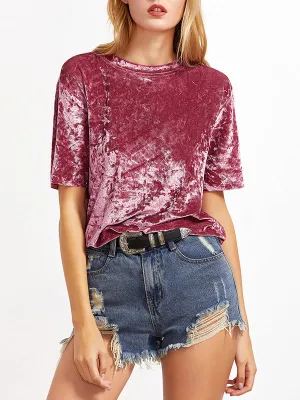 Gold Velvet Short-sleeved T-shirt Top