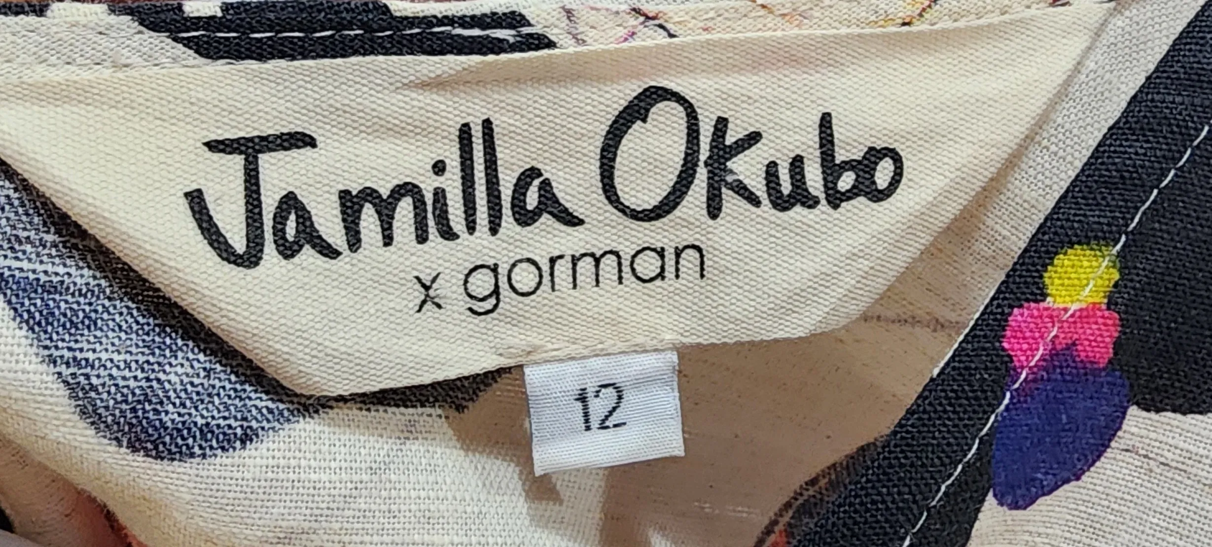 Gorman   Jamilla Okubo unique print top size 12