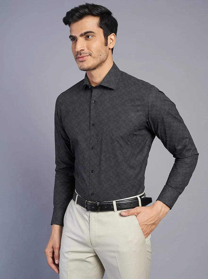 Grey Printed Slim Fit Formal Shirt | Greenfibre