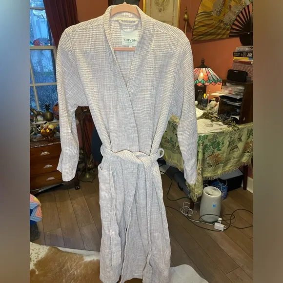 Haven Well Within Waffle Cotton Robe in salmon pink Excellent condition $138 L