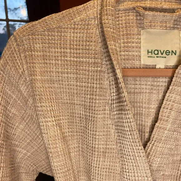 Haven Well Within Waffle Cotton Robe in salmon pink Excellent condition $138 L