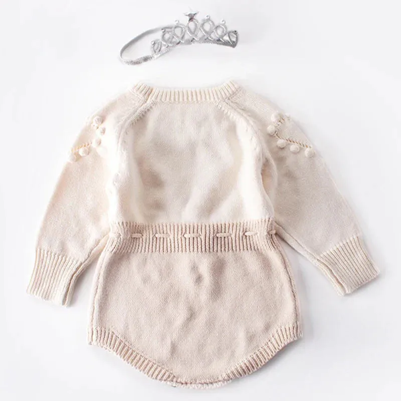Heart Jumpsuit Infant Baby Girl Knitted Clothes Love Romper Bodysuit Outfit Autumn Cotton Knitted Sweater Bodysuit