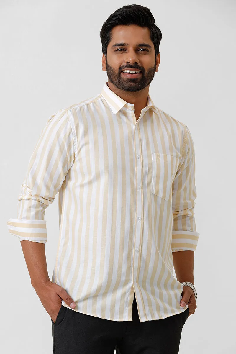 Hopper Stripes - Yellow With White Casual Shirts For Men | Ariser