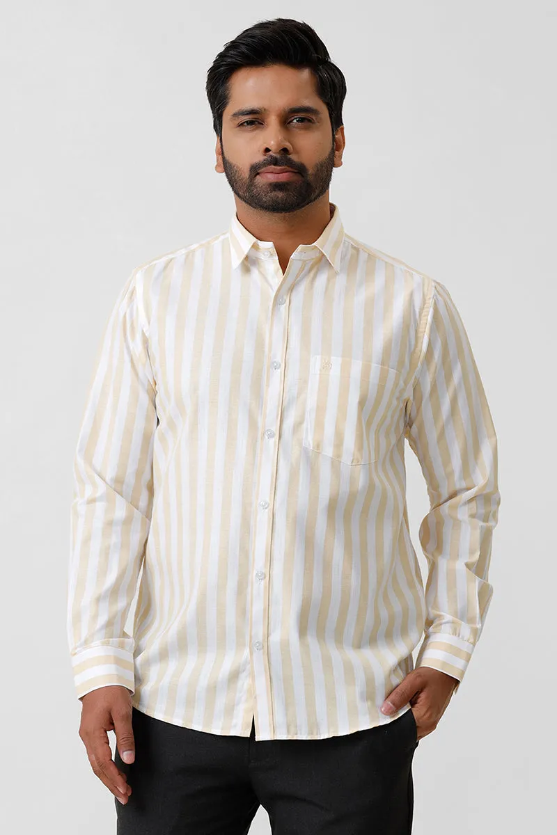 Hopper Stripes - Yellow With White Casual Shirts For Men | Ariser