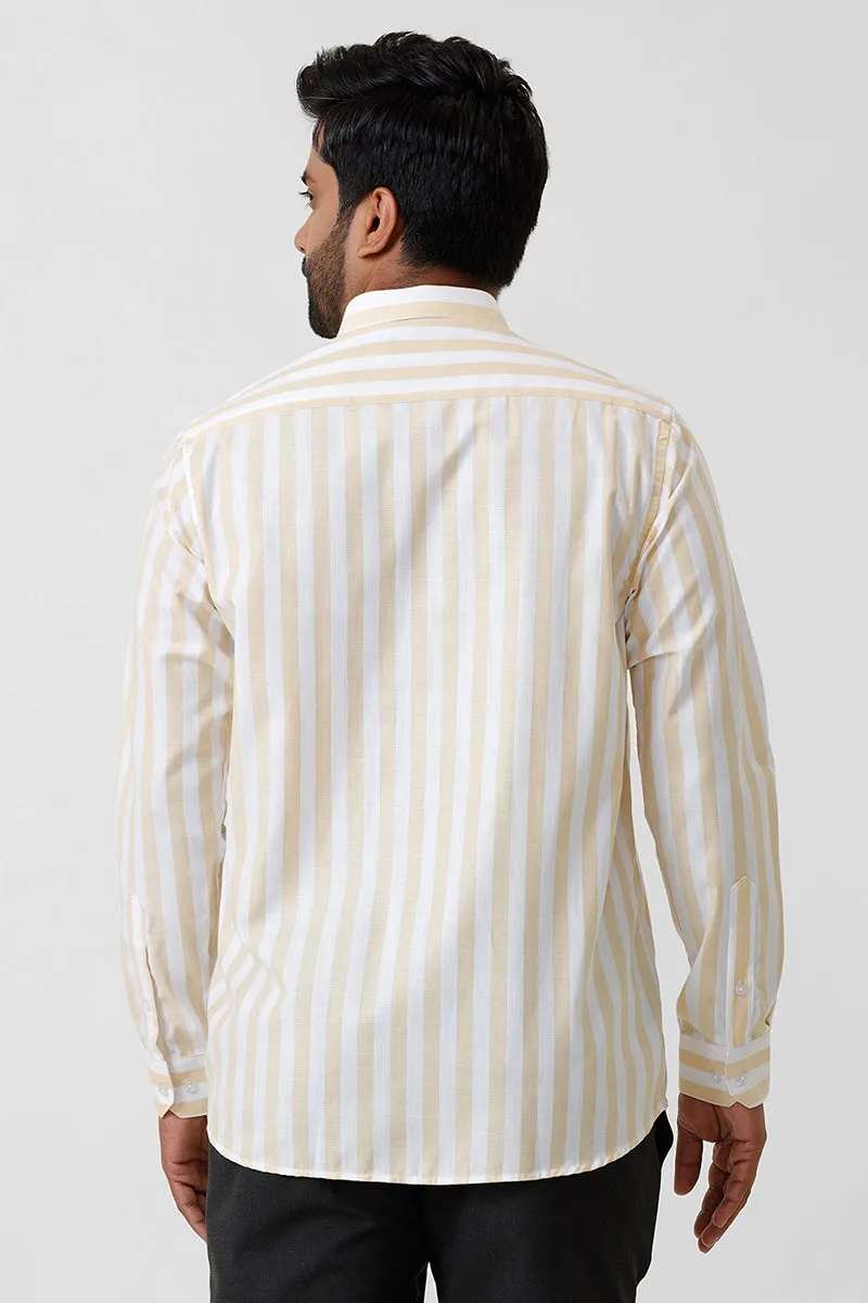 Hopper Stripes - Yellow With White Casual Shirts For Men | Ariser