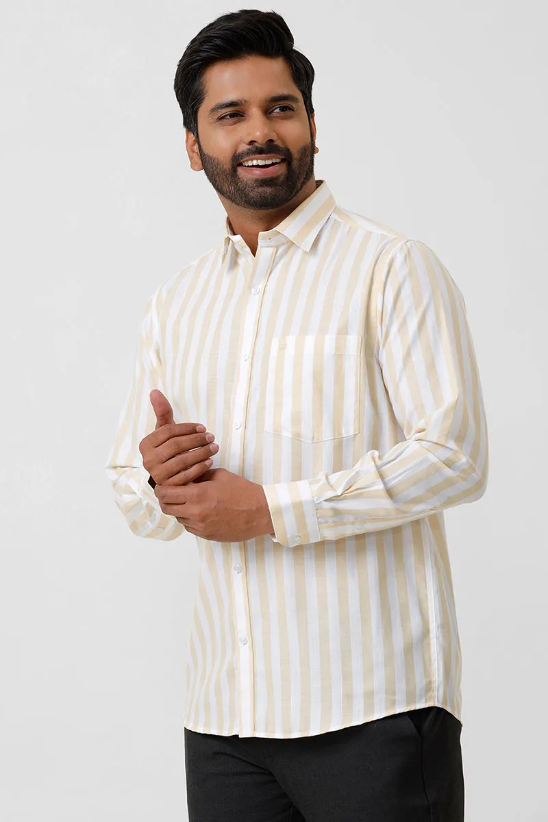 Hopper Stripes - Yellow With White Casual Shirts For Men | Ariser