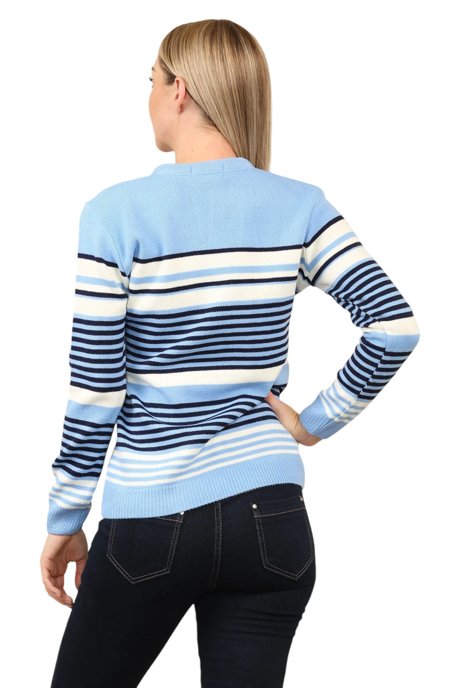 Jacquard Knitted Jumper Striped Sweater Top