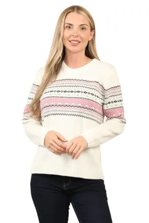Jacquard Knitted Jumper Striped Sweater Top