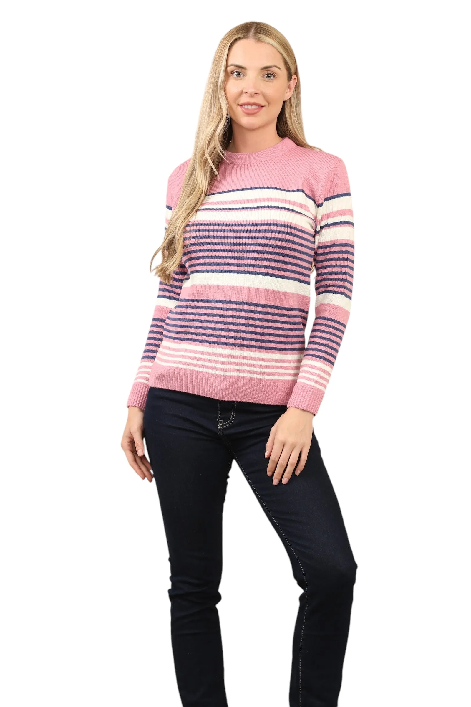 Jacquard Knitted Jumper Striped Sweater Top