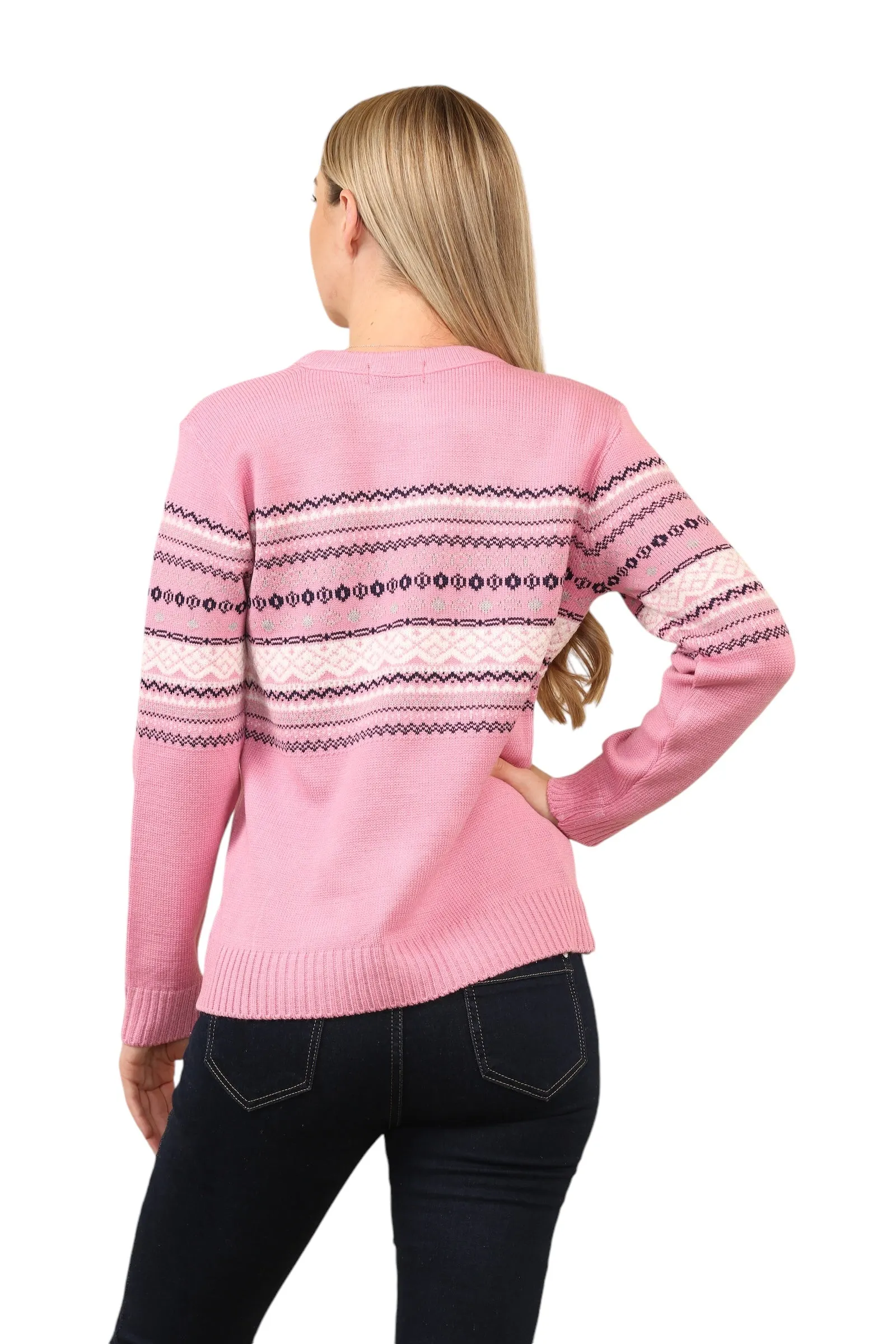 Jacquard Knitted Jumper Striped Sweater Top