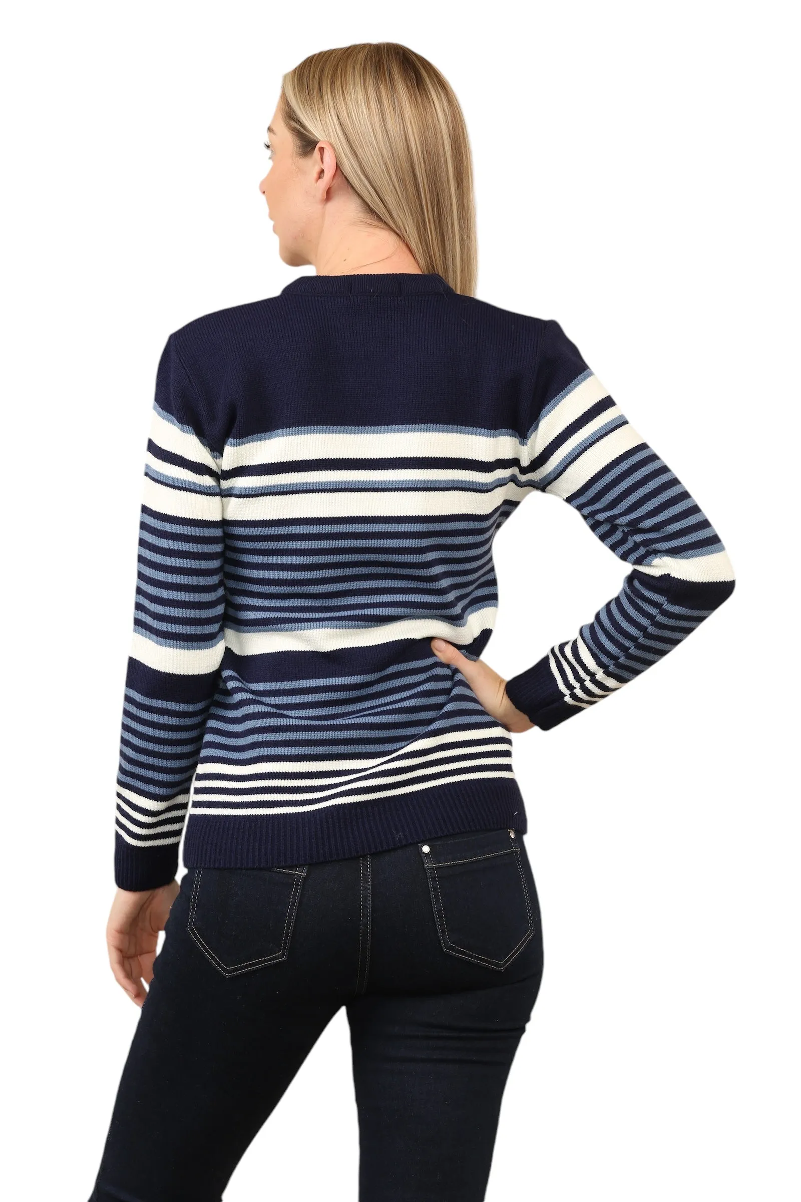Jacquard Knitted Jumper Striped Sweater Top