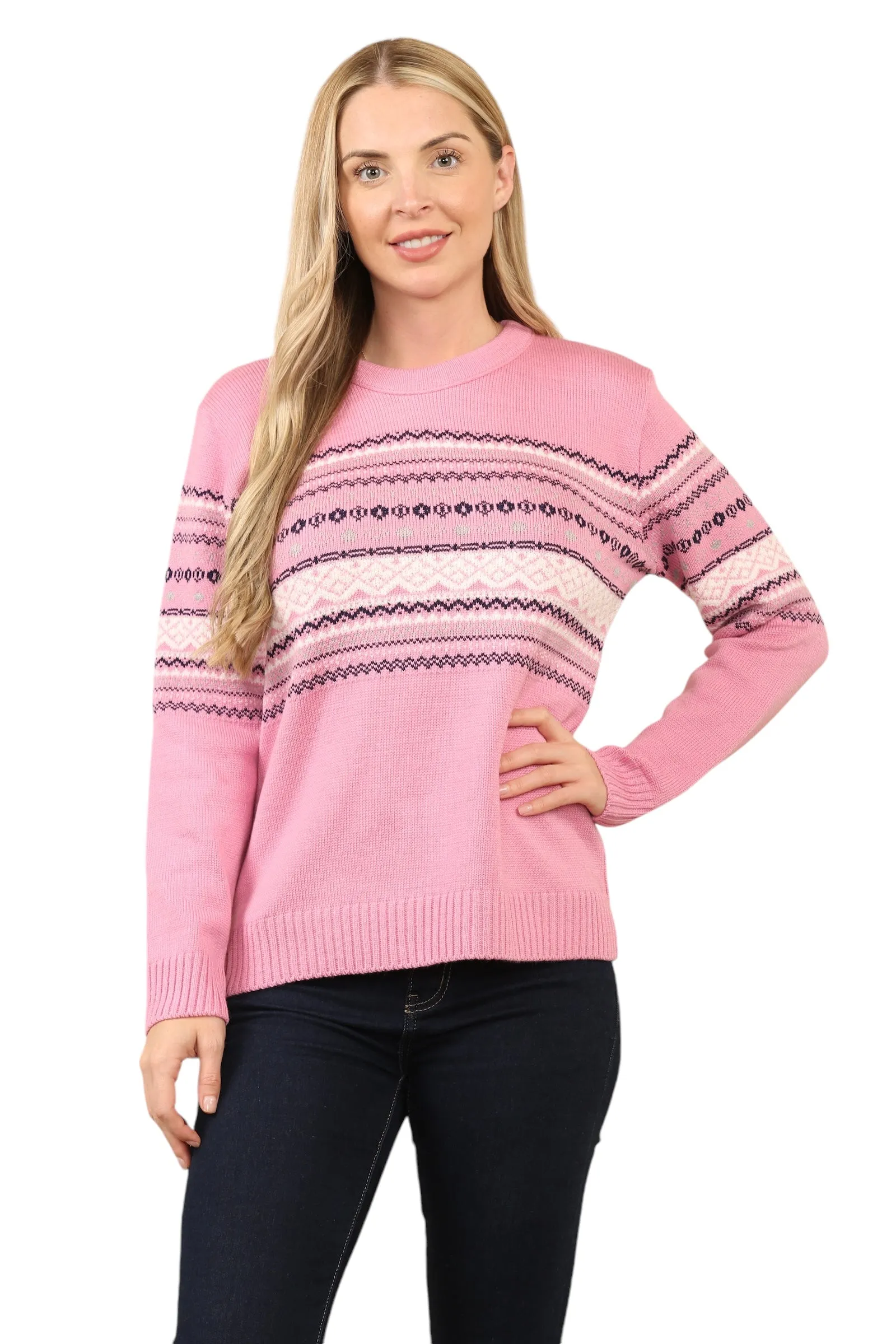Jacquard Knitted Jumper Striped Sweater Top