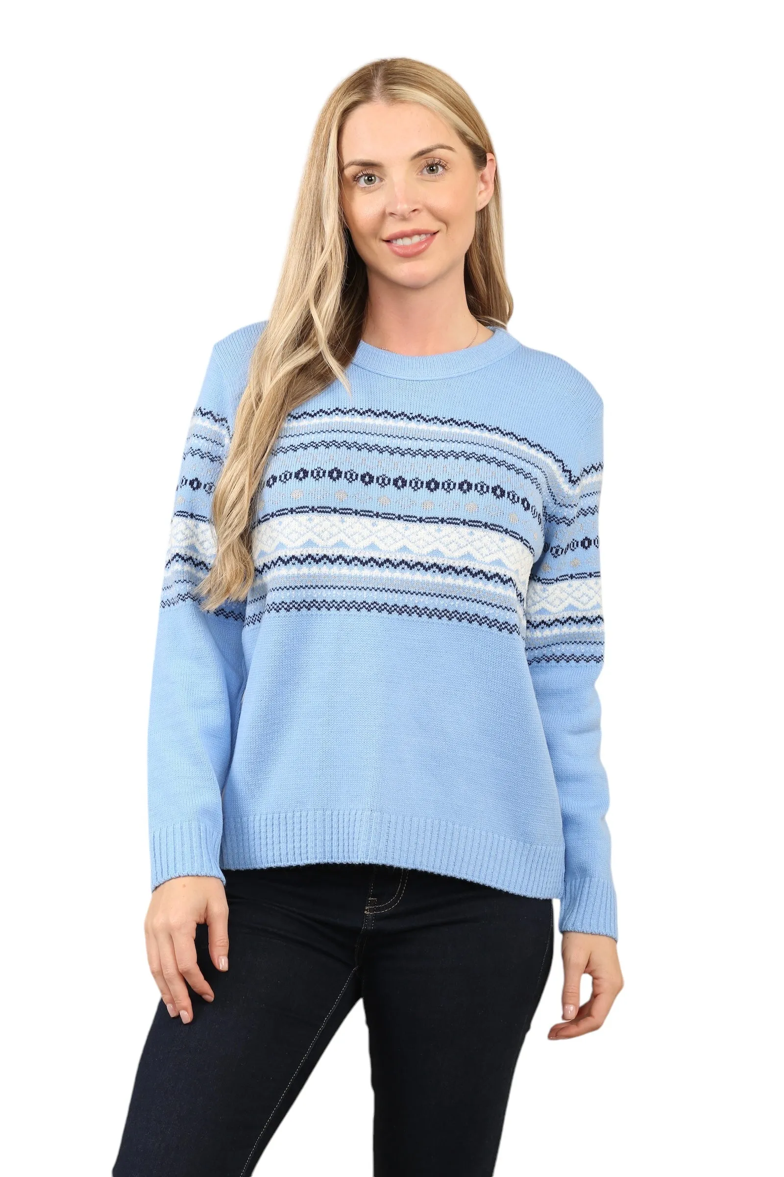 Jacquard Knitted Jumper Striped Sweater Top