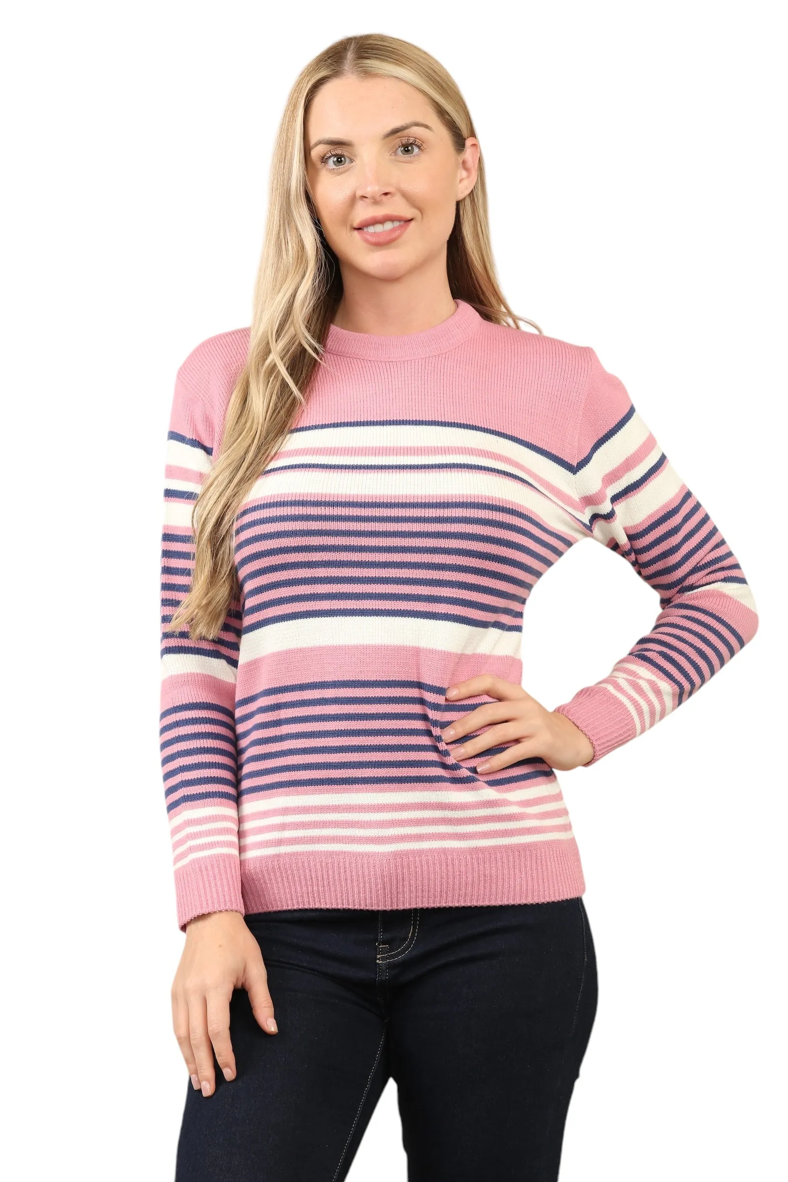 Jacquard Knitted Jumper Striped Sweater Top