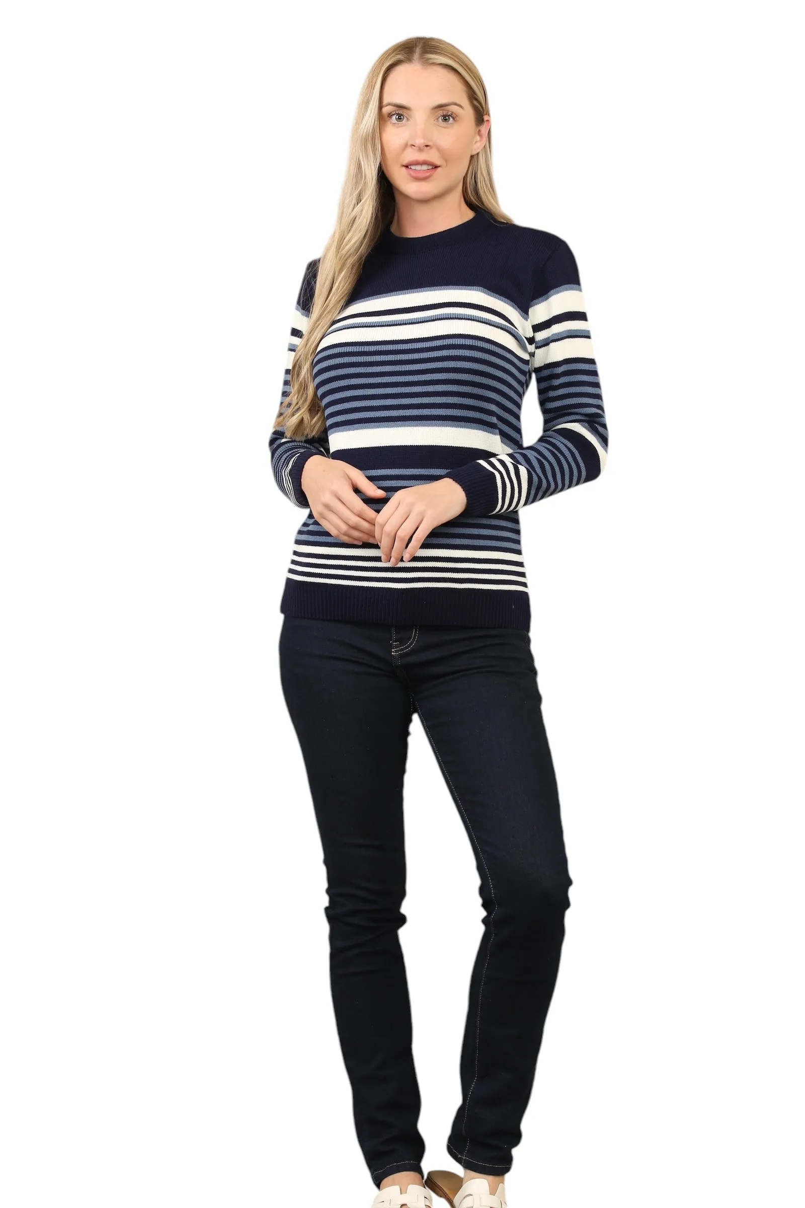 Jacquard Knitted Jumper Striped Sweater Top