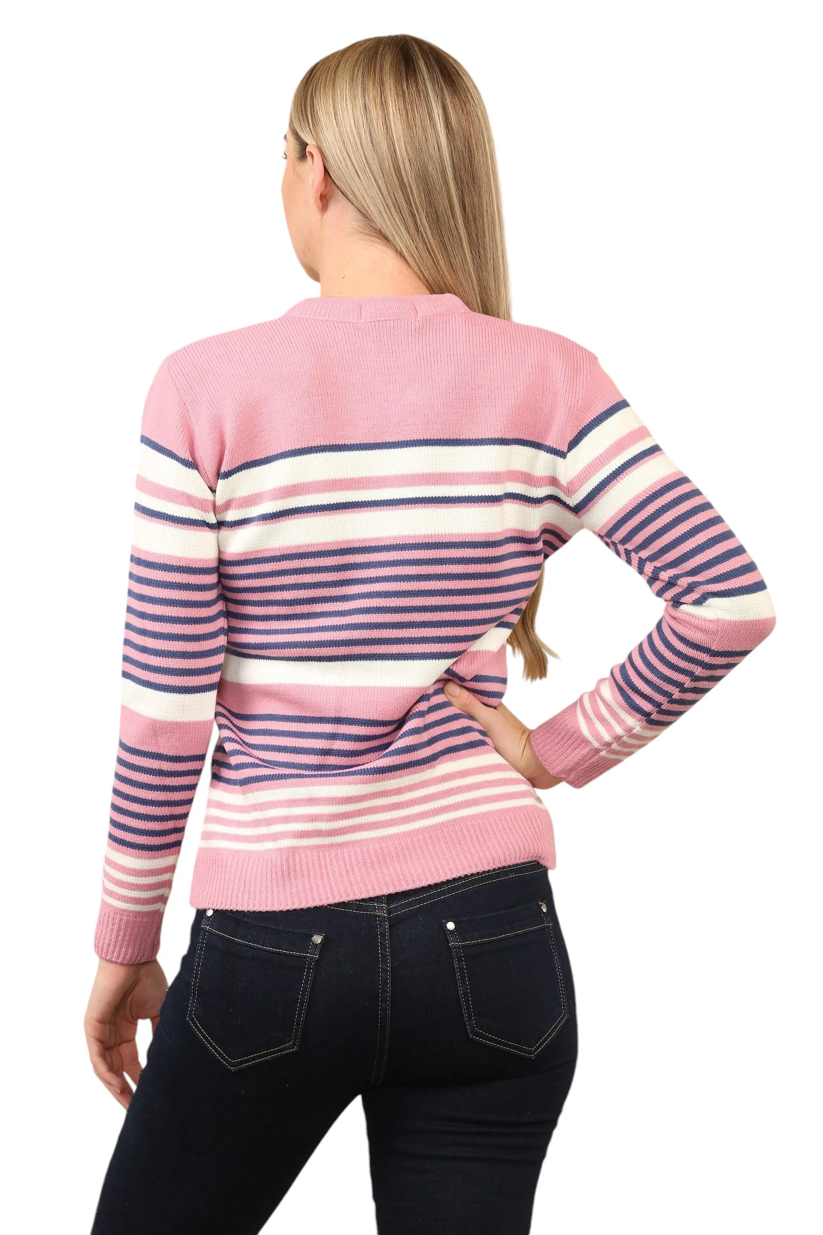Jacquard Knitted Jumper Striped Sweater Top