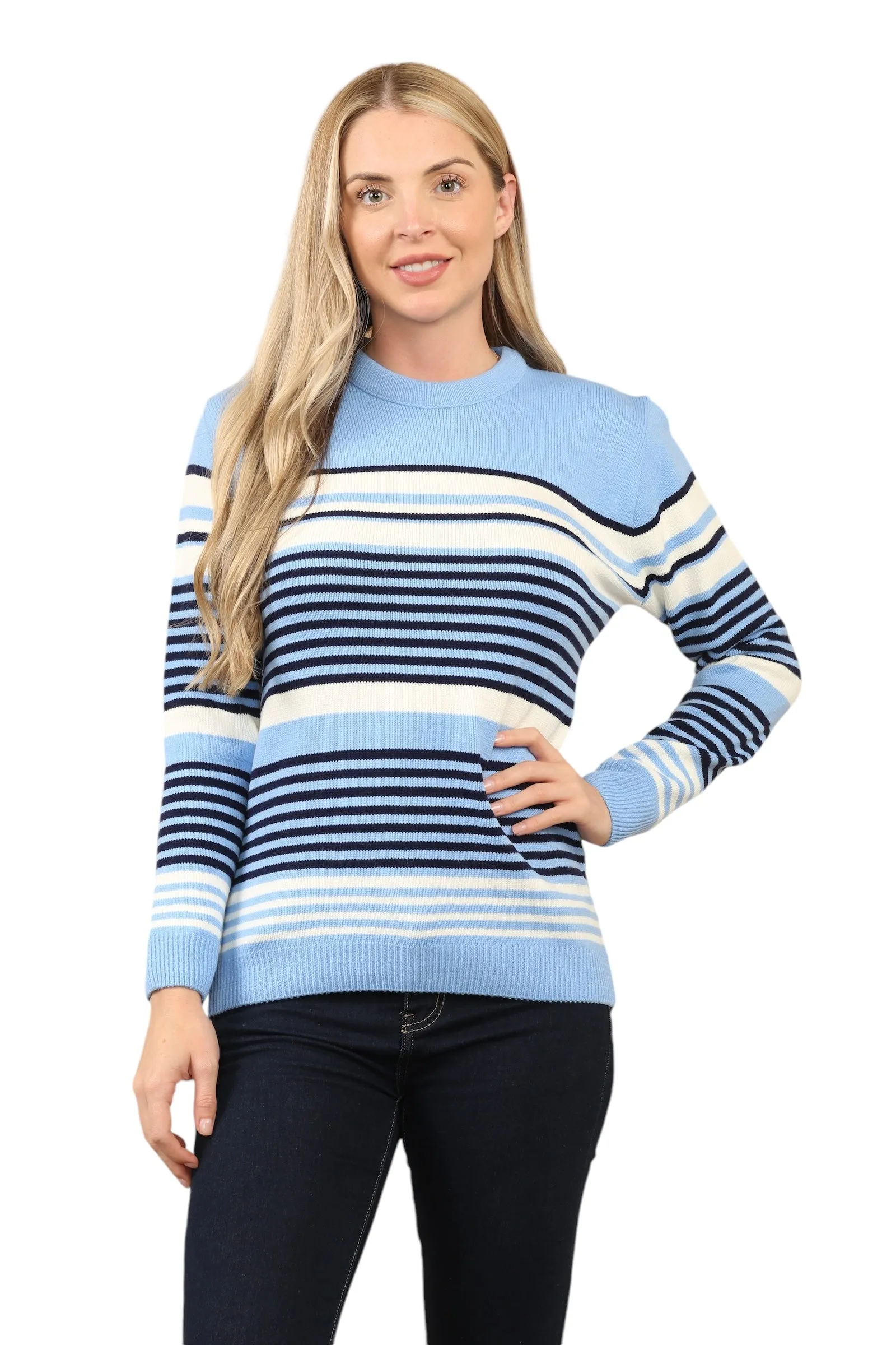 Jacquard Knitted Jumper Striped Sweater Top