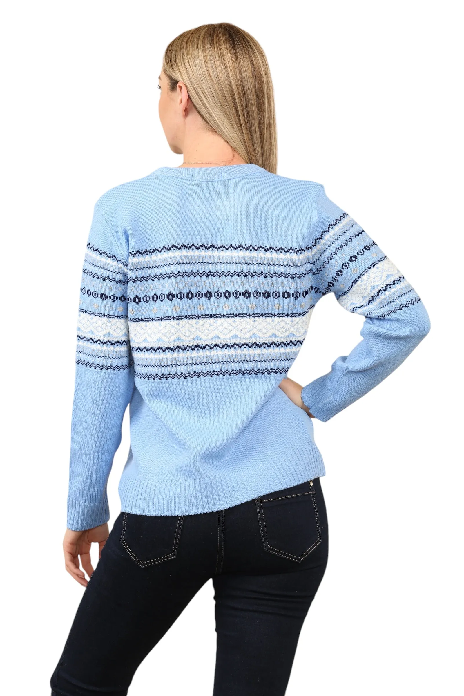 Jacquard Knitted Jumper Striped Sweater Top