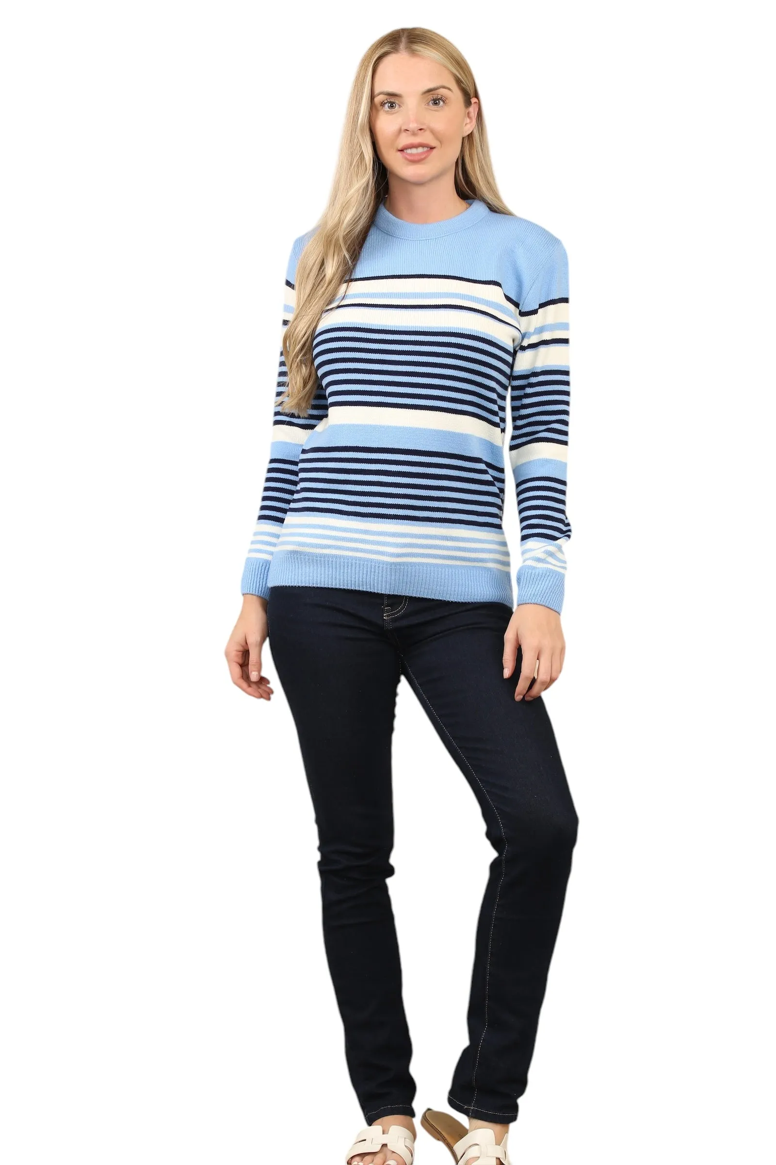 Jacquard Knitted Jumper Striped Sweater Top