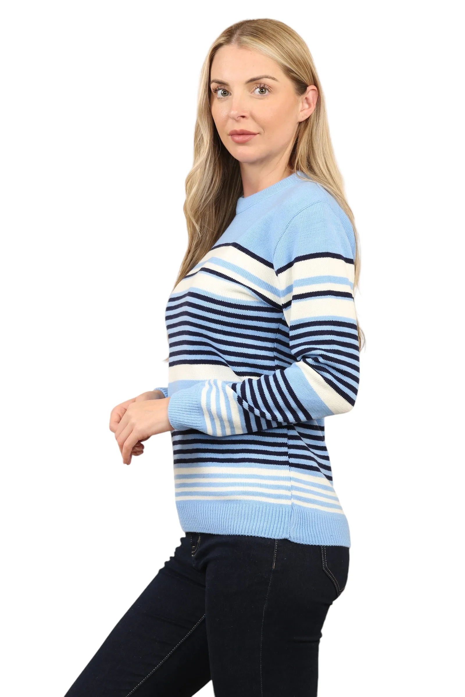 Jacquard Knitted Jumper Striped Sweater Top