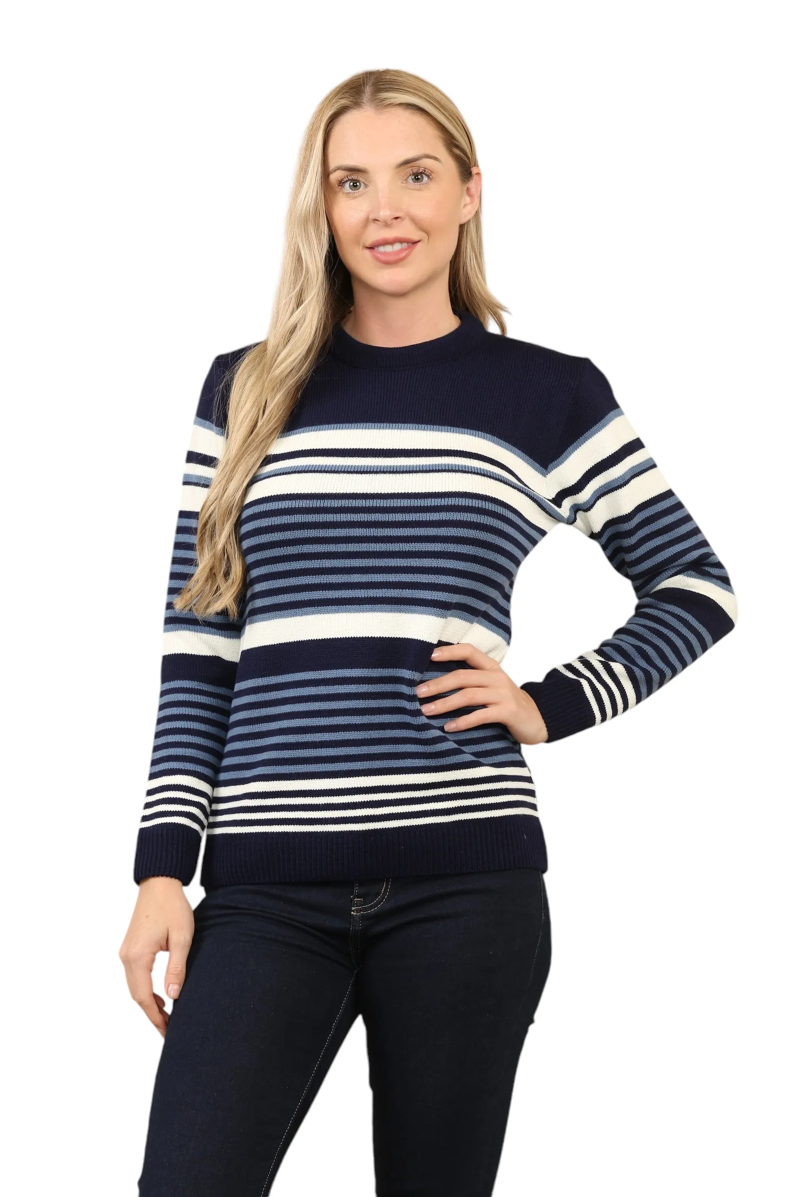 Jacquard Knitted Jumper Striped Sweater Top