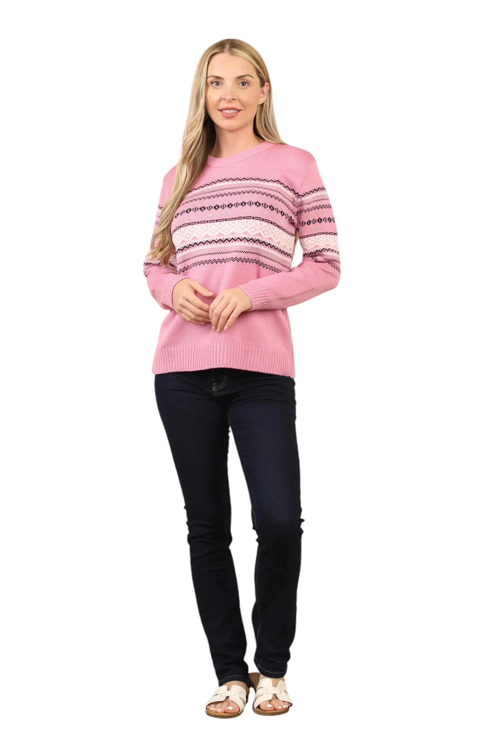 Jacquard Knitted Jumper Striped Sweater Top