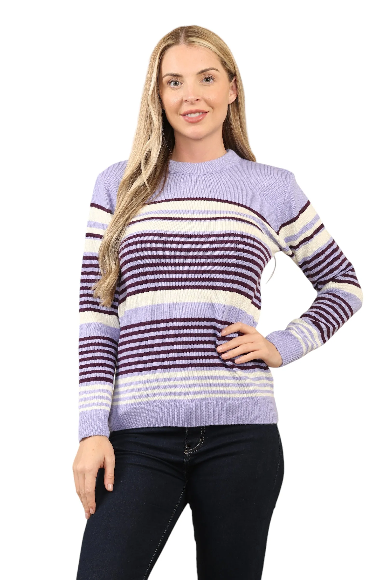 Jacquard Knitted Jumper Striped Sweater Top