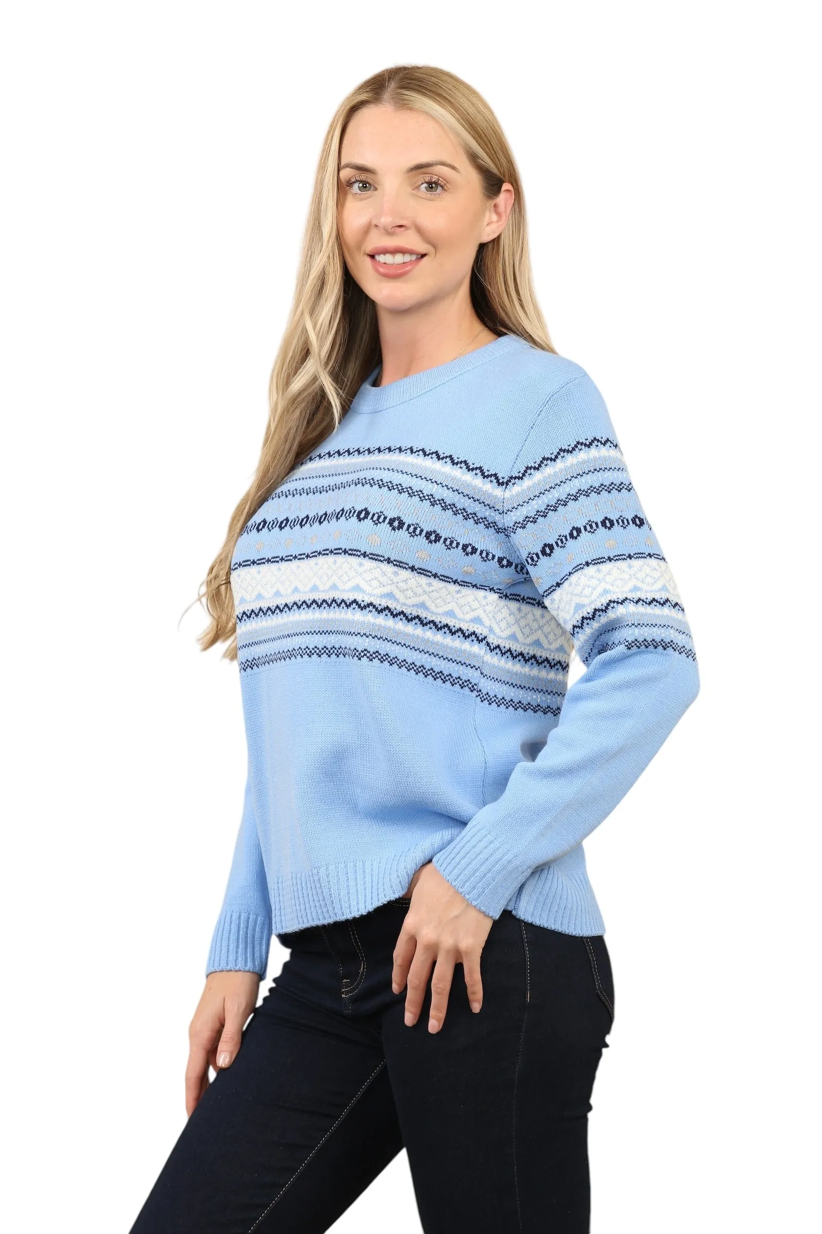 Jacquard Knitted Jumper Striped Sweater Top
