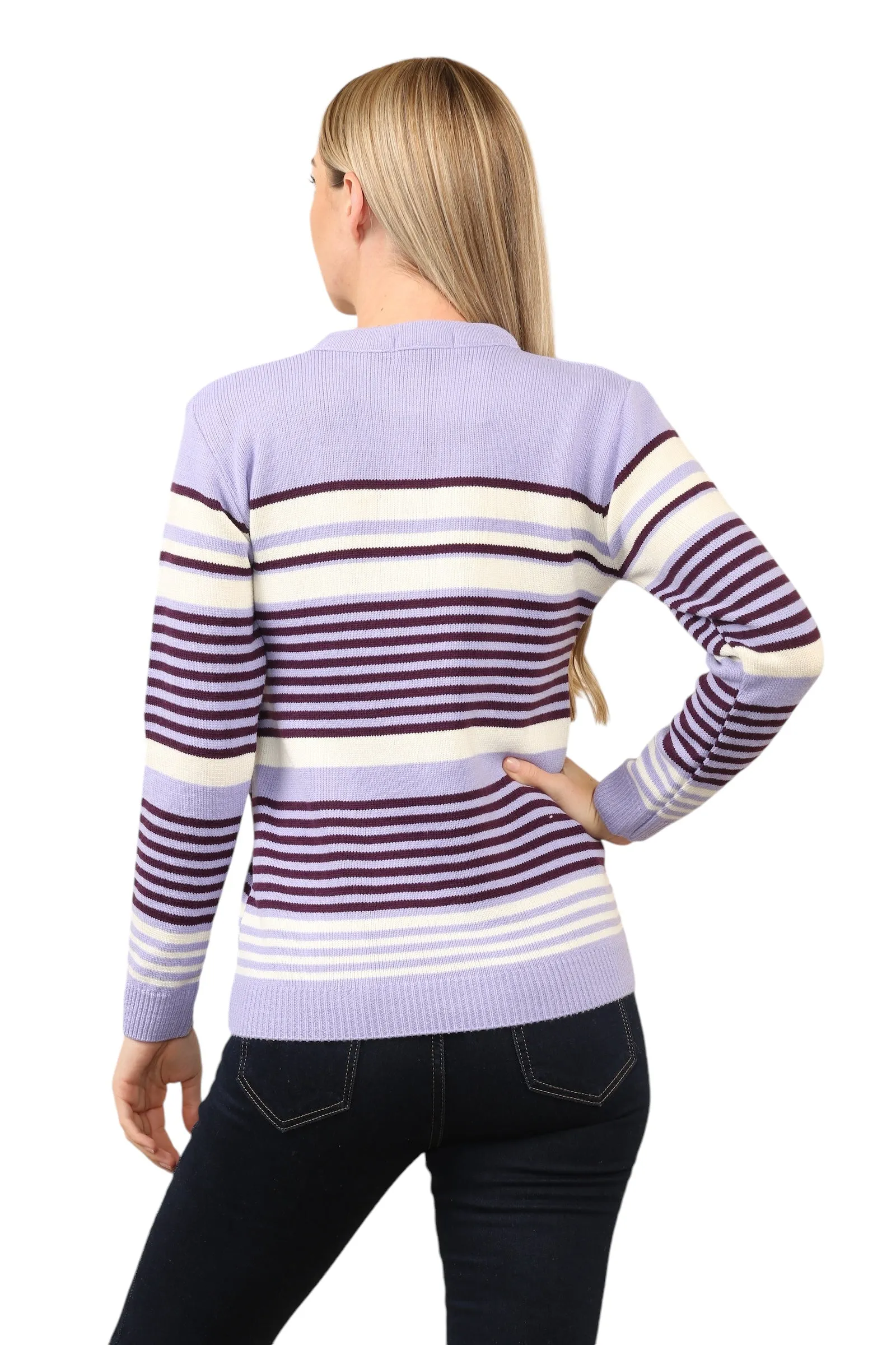 Jacquard Knitted Jumper Striped Sweater Top