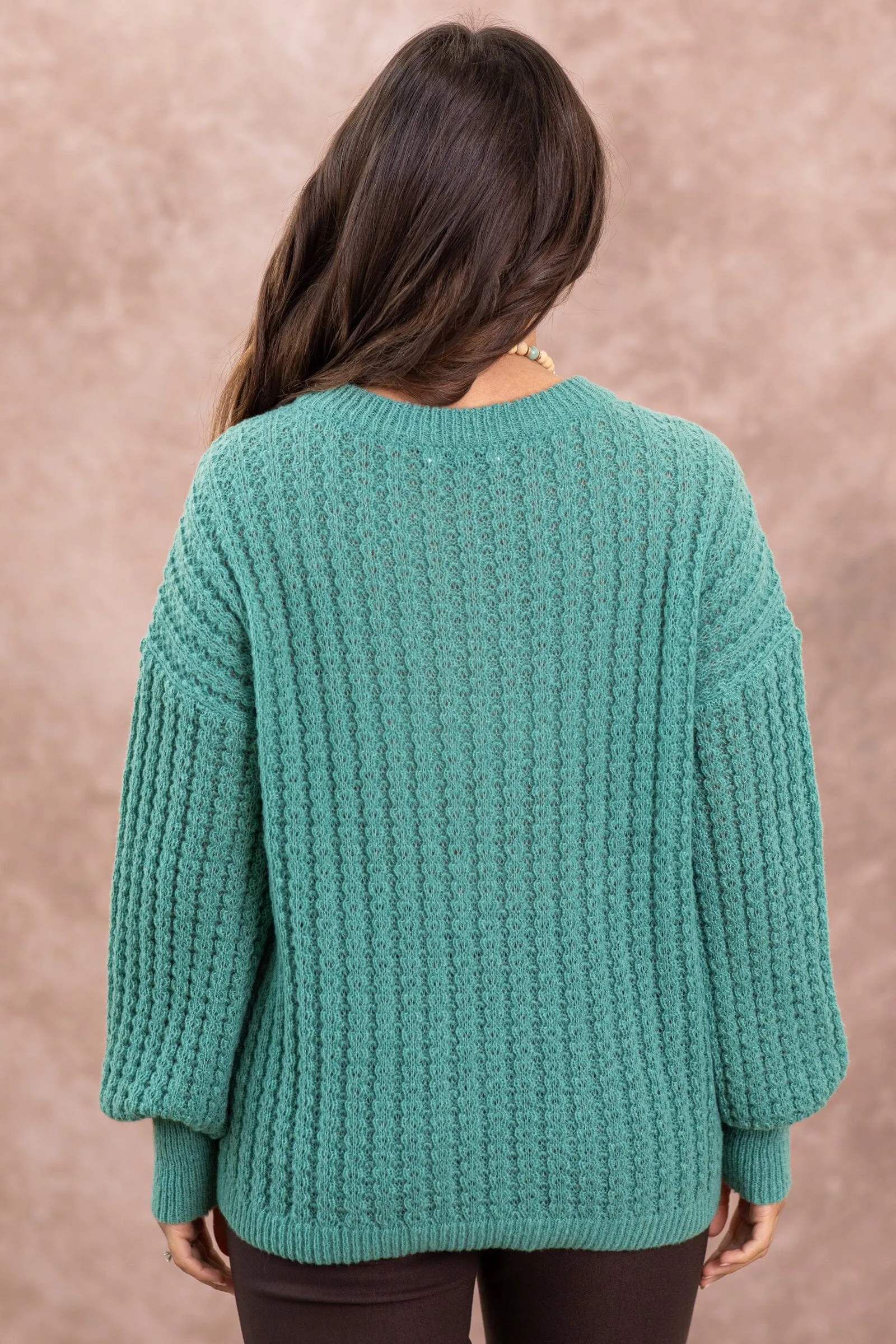 Jade Textured Round Neck Sweater