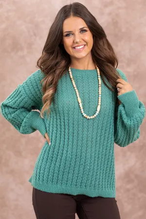 Jade Textured Round Neck Sweater