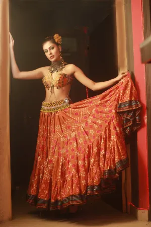 Jaipur multi dot padma skirt orange WLS