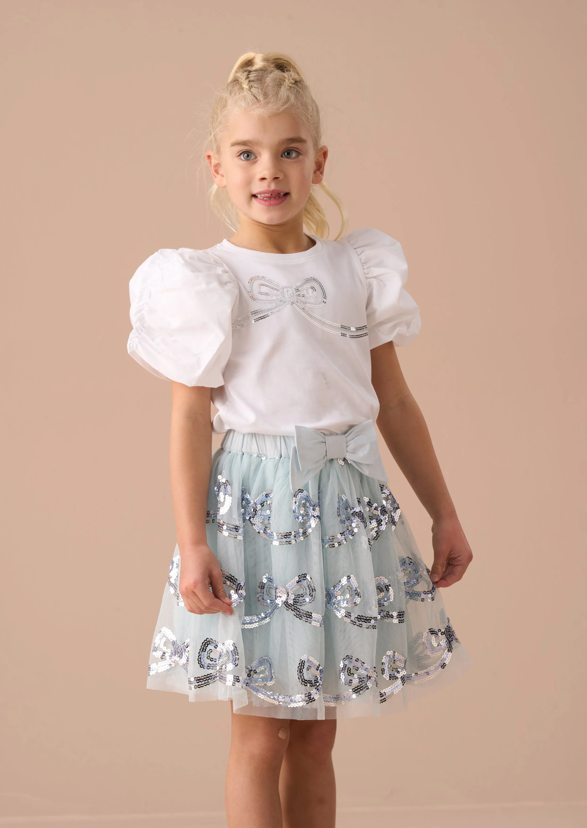 Jolie Blue Mesh Sequin Skirt