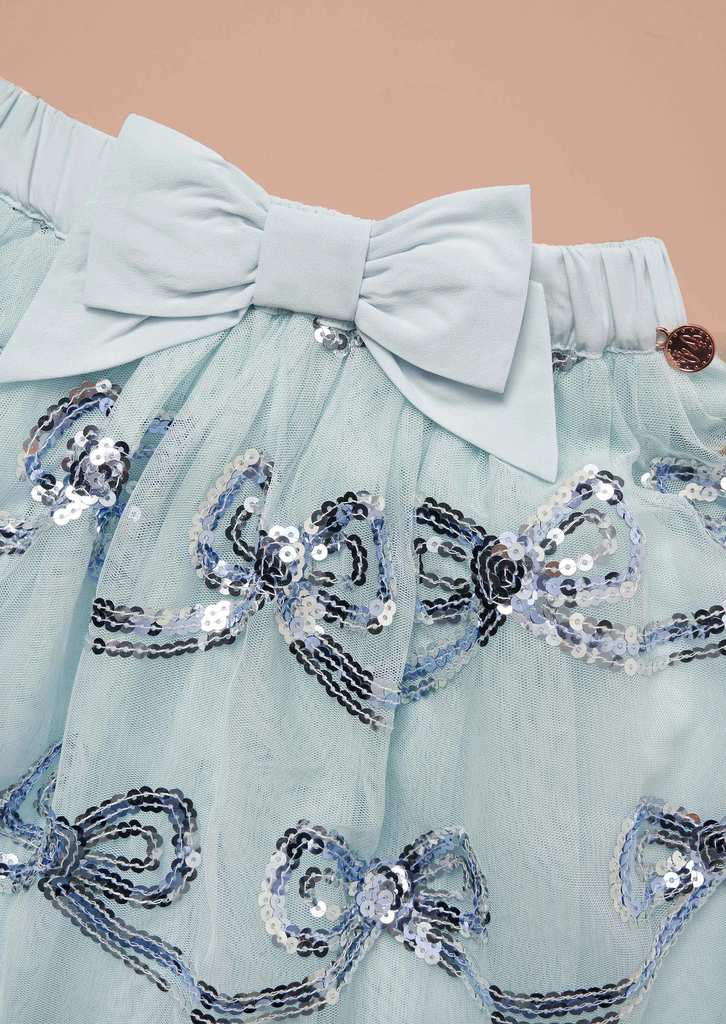 Jolie Blue Mesh Sequin Skirt