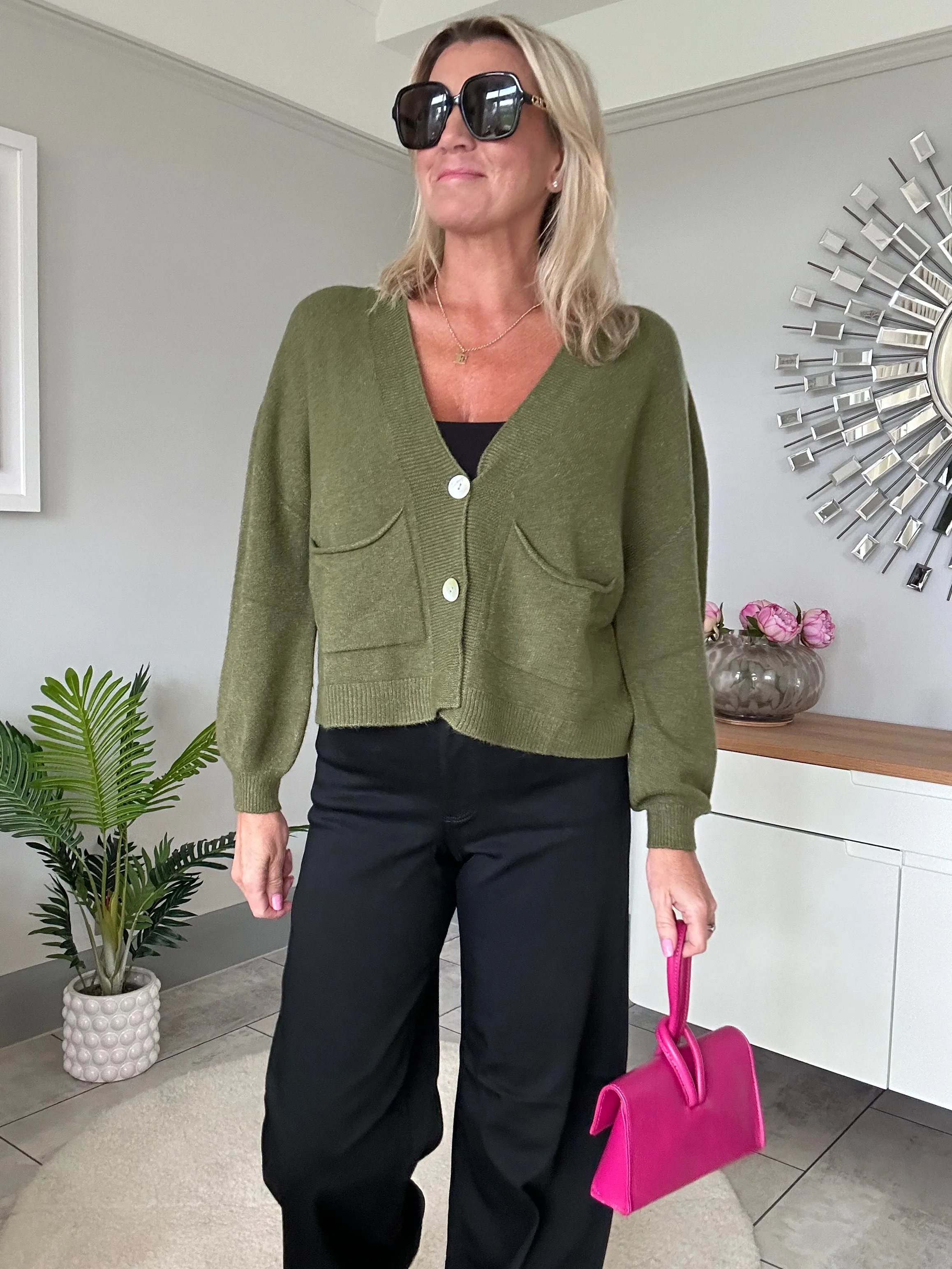 Khaki 2 Button Cardigan
