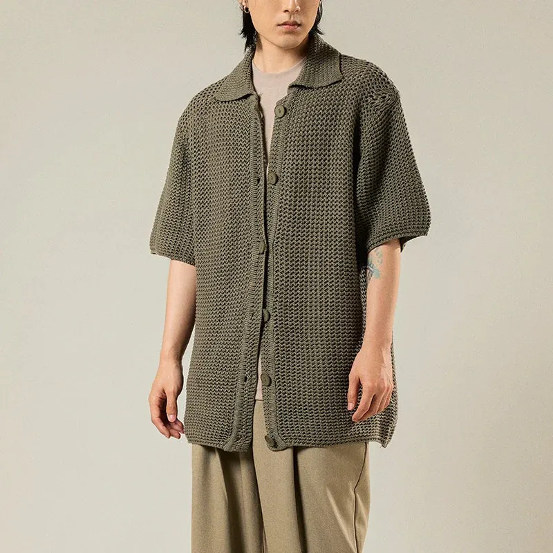 Knitted Short-Sleeve Cardigan