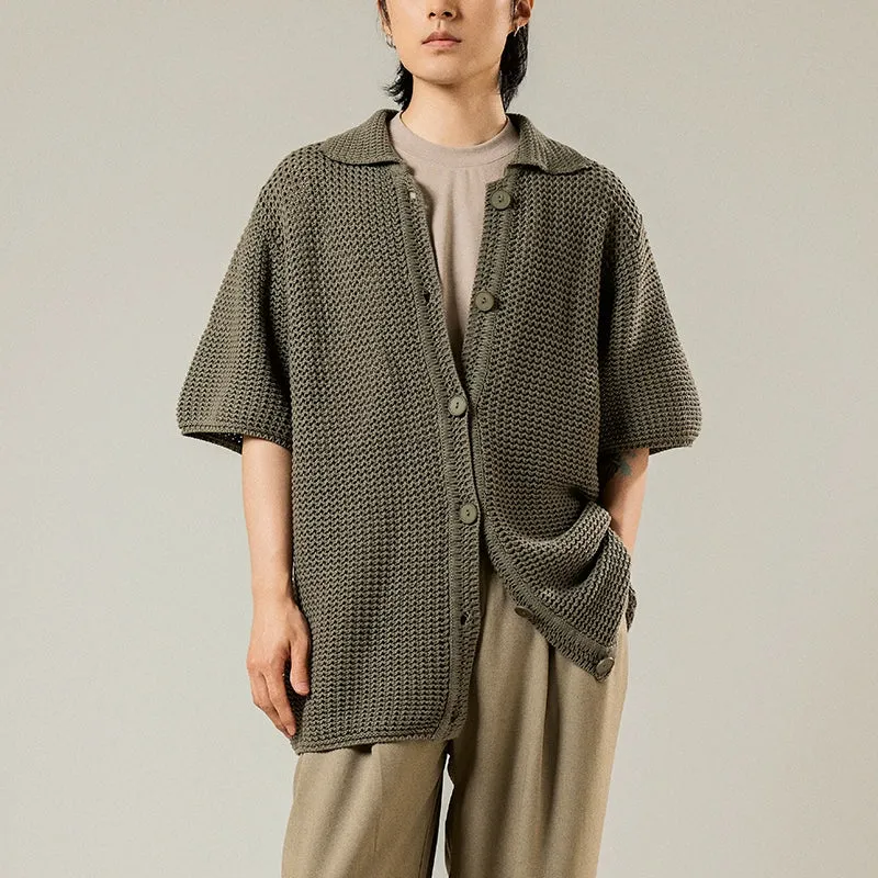 Knitted Short-Sleeve Cardigan