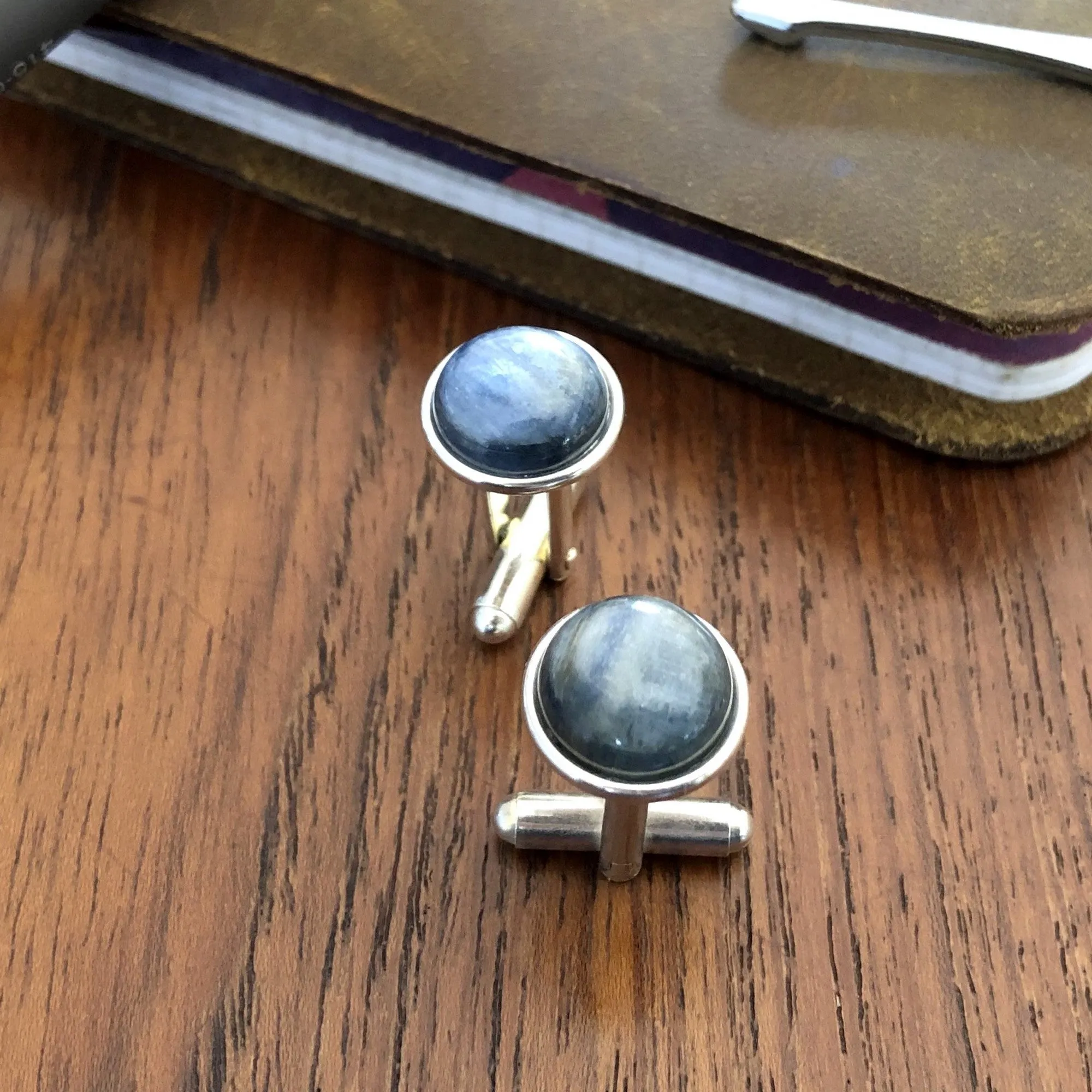 Kyanite Cufflinks Blue Gem Sophisticated Silver