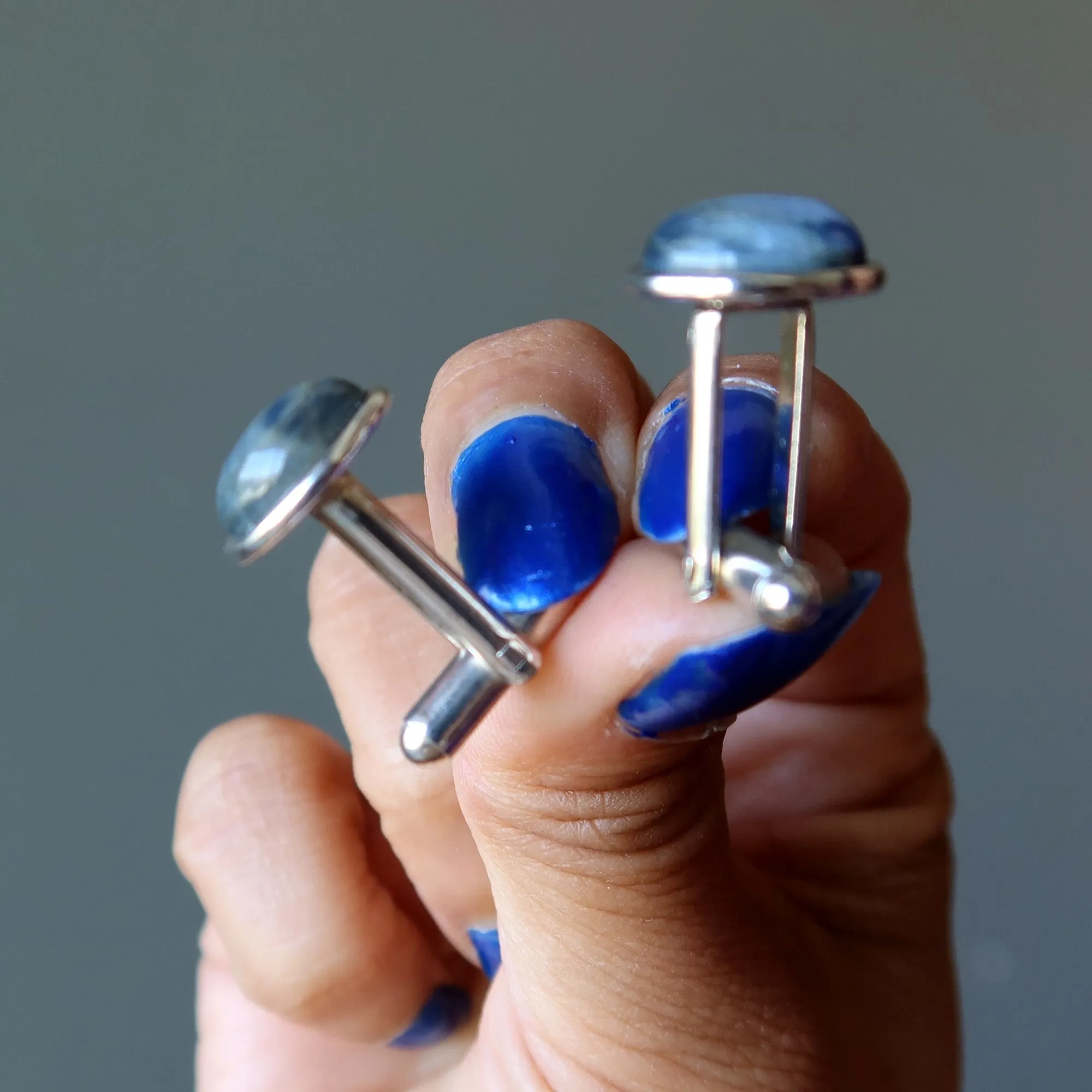 Kyanite Cufflinks Blue Gem Sophisticated Silver