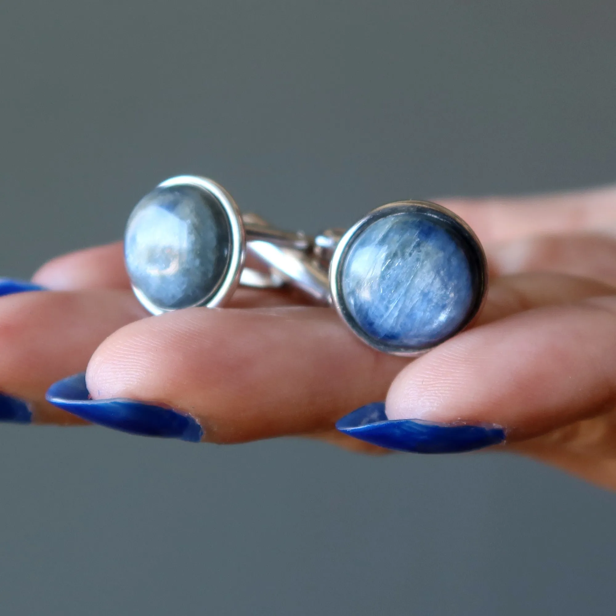 Kyanite Cufflinks Blue Gem Sophisticated Silver