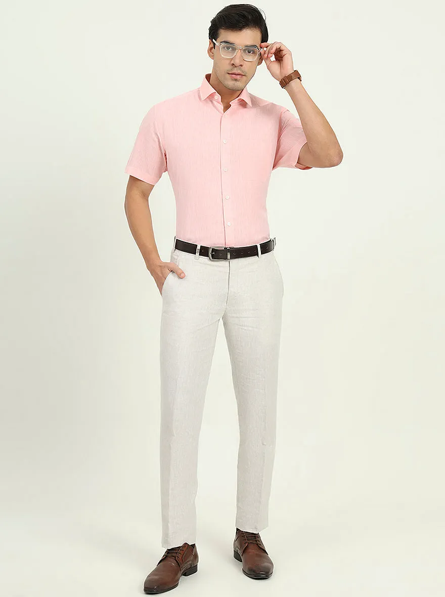 Light Pink Solid Regular Fit Formal Shirt | Greenfibre