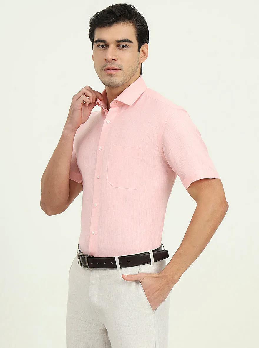 Light Pink Solid Regular Fit Formal Shirt | Greenfibre