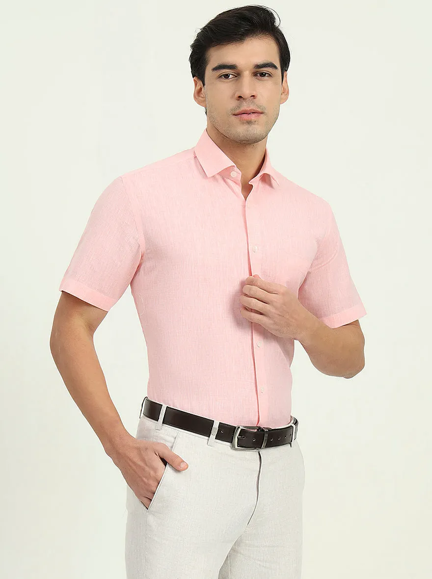 Light Pink Solid Regular Fit Formal Shirt | Greenfibre