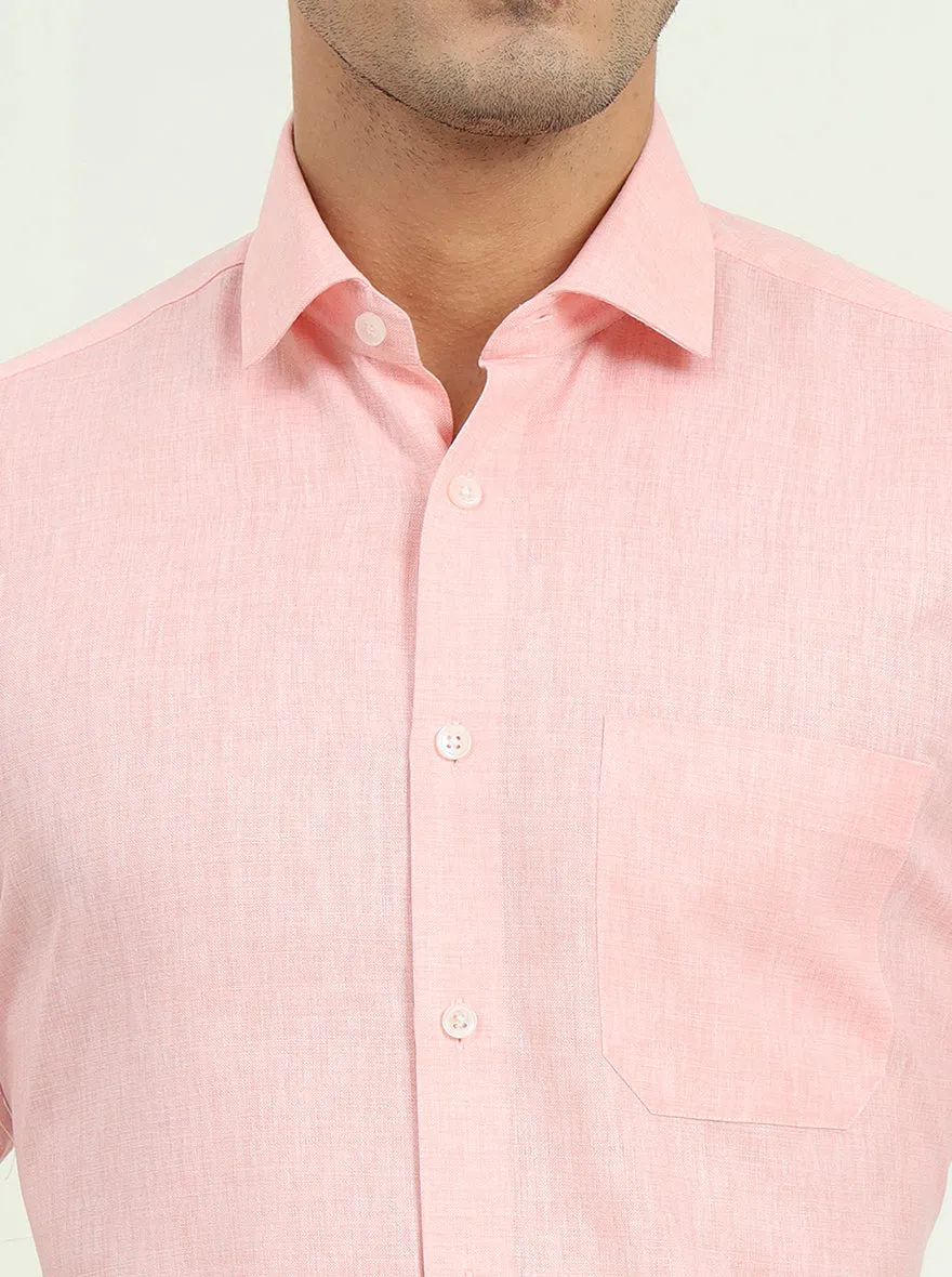 Light Pink Solid Regular Fit Formal Shirt | Greenfibre