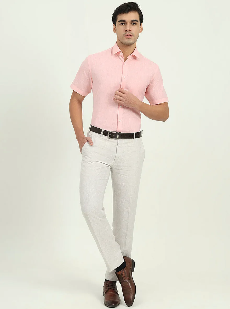 Light Pink Solid Regular Fit Formal Shirt | Greenfibre