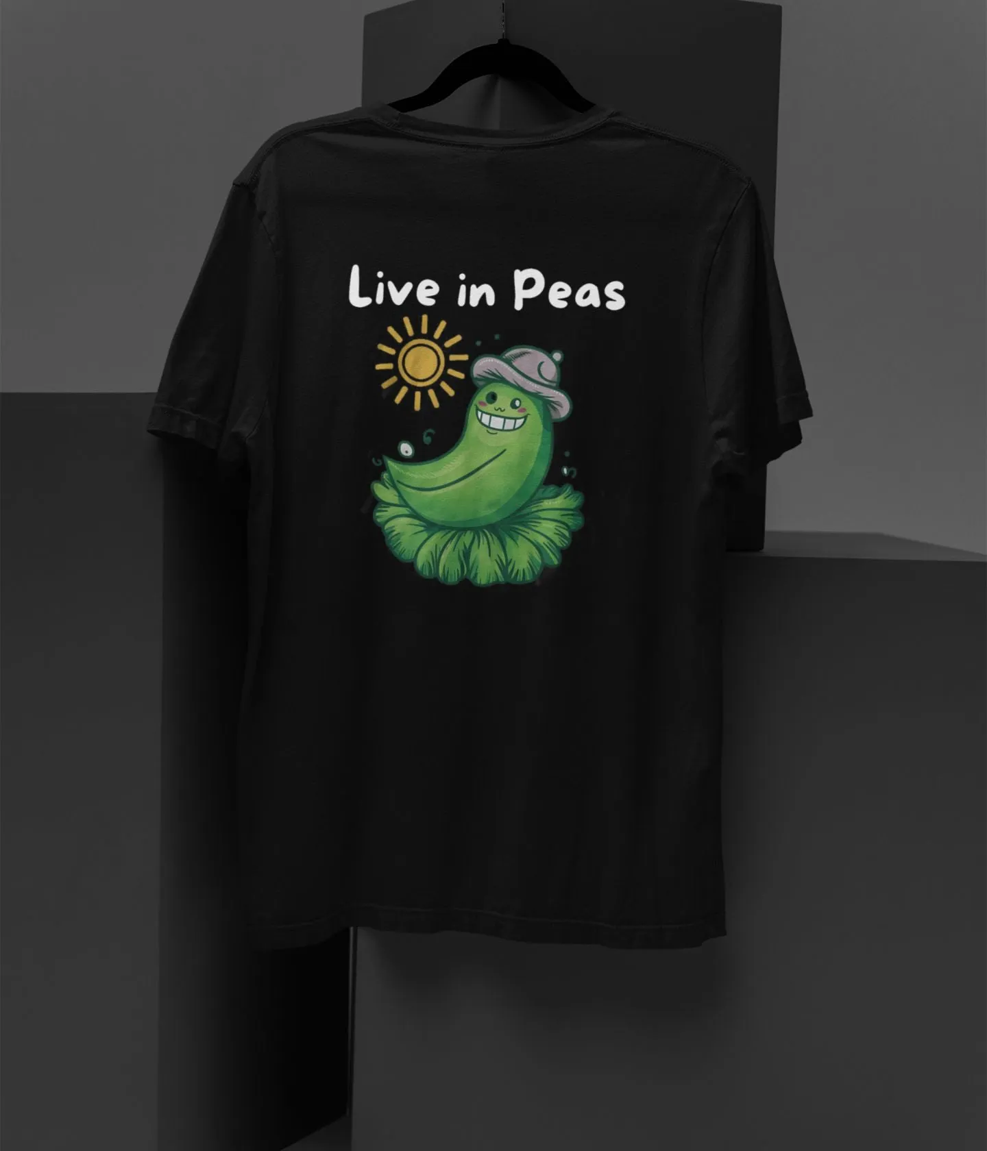 Live In Peas - Terry Oversized T-Shirt - Dark