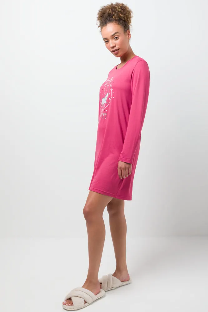 Long Sleeve Koala Sleepshirt Pink