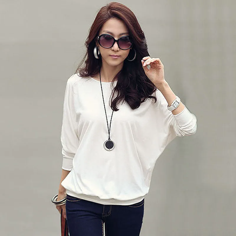 long sleeve t shirt women t-shirt cotton white loose tshirt women kawaii tee shirt