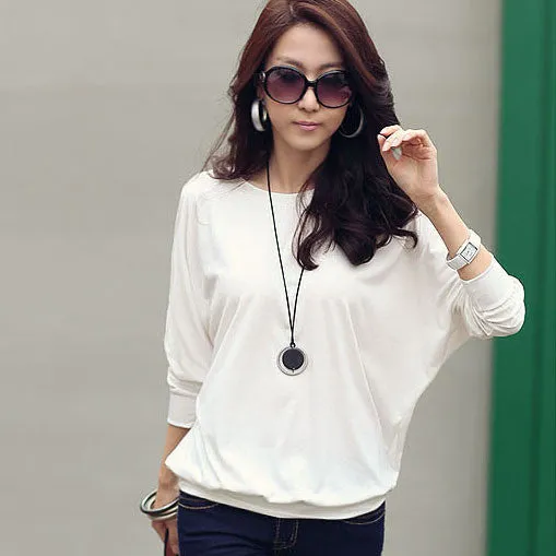 long sleeve t shirt women t-shirt cotton white loose tshirt women kawaii tee shirt