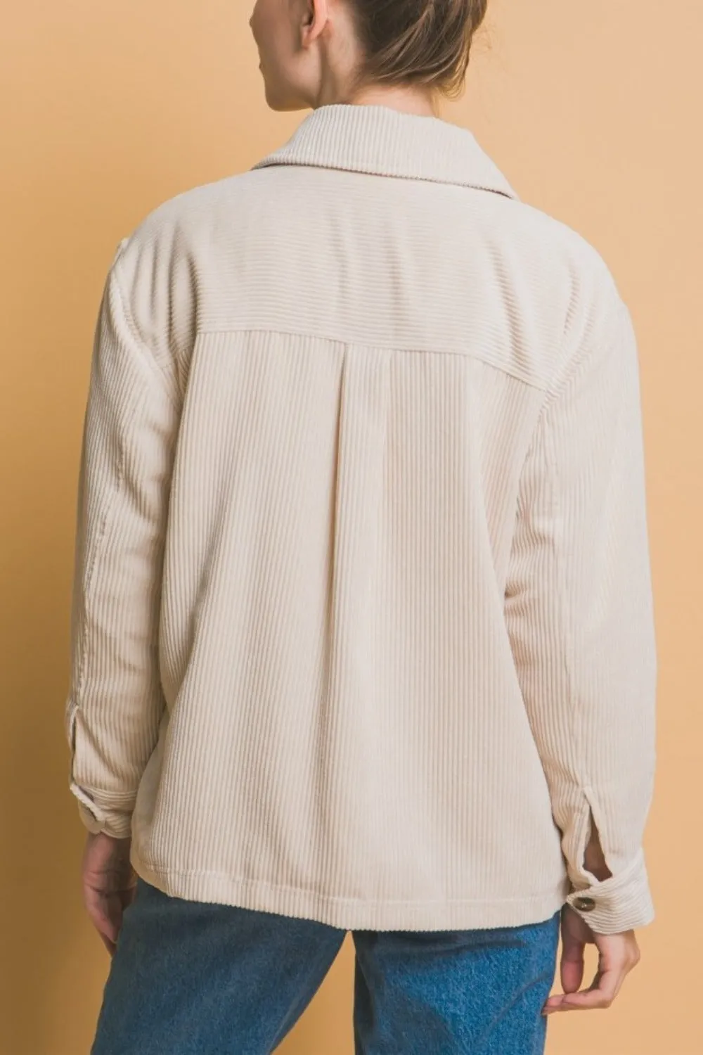 Love Tree Corduroy Button Up Jacket with Sherpa lining